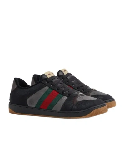 Gucci Multi Color Screener Sneakers In Black