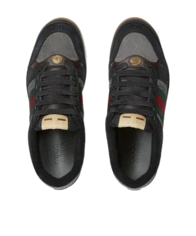 Gucci Multi Color Screener Sneakers In Black