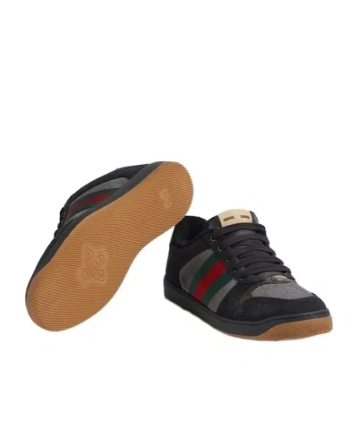 Gucci Multi Color Screener Sneakers In Black
