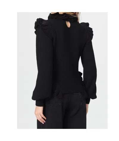 Twinset Ruffled-trim Sweater In Black