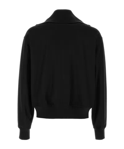 Jil Sander Wool Cardigan With High Collar And Ribbed Cuffs In Black