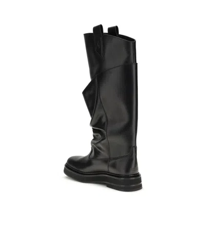 Attico Passeggiata Black Boots With Heel-tab And Rubber Sole In Leather Woman