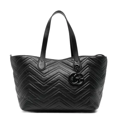 Gucci Women Gg Marmont Leather Tote Bag In Black