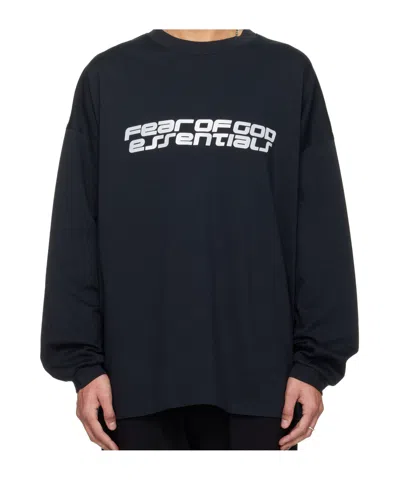 Essentials Black Holiday Ponte 90s Long Sleeve T-shirt In Blue