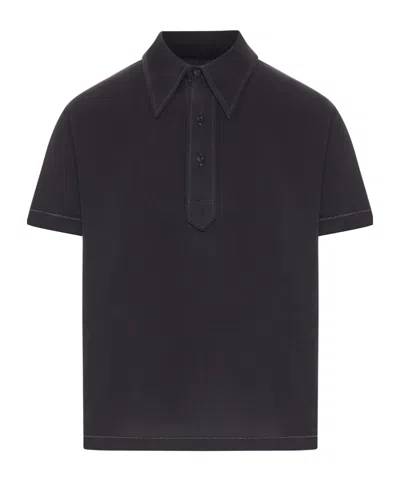 Maison Margiela Short-sleeved Polo Shirt In Black