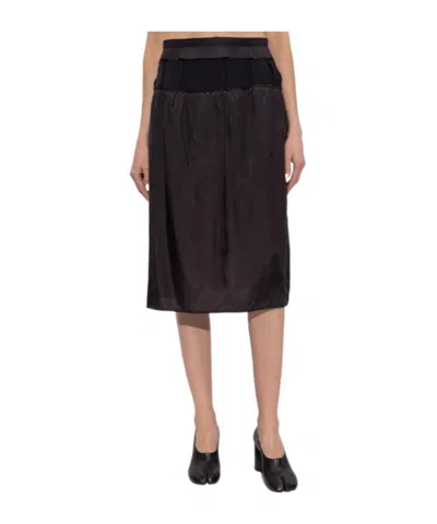 Maison Margiela Ruffled Midi Skirt In Black