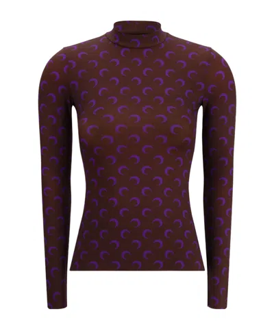 Marine Serre Moon Printed Jersey Second Skin Highneck In Multi