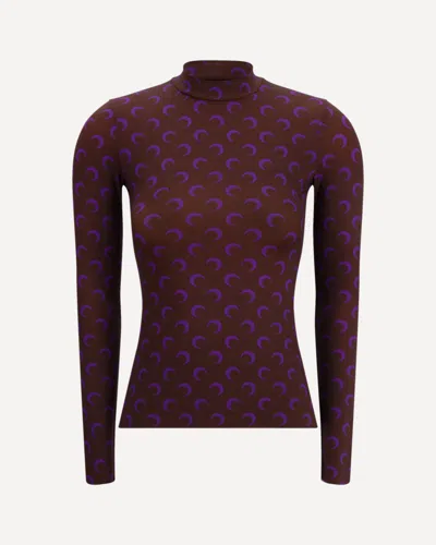 Marine Serre Moon Printed Jersey Second Skin Highneck In Multi