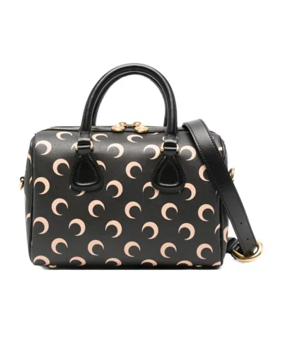 Marine Serre Moon Canvas Strike Top Handle Tote Bag In Black