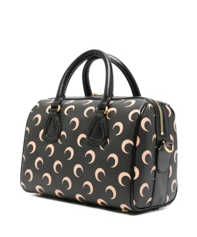 Marine Serre Moon Canvas Strike Top Handle Tote Bag In Black