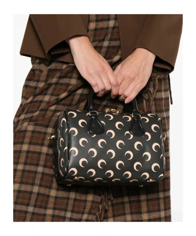 Marine Serre Moon Canvas Strike Top Handle Tote Bag In Black