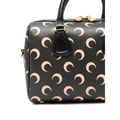 Marine Serre Moon Canvas Strike Top Handle Tote Bag In Black