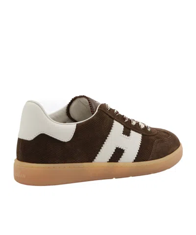Hogan Chocolate Brown Suede Platform Sneakers With Lace-up Closure And H Logo Detail