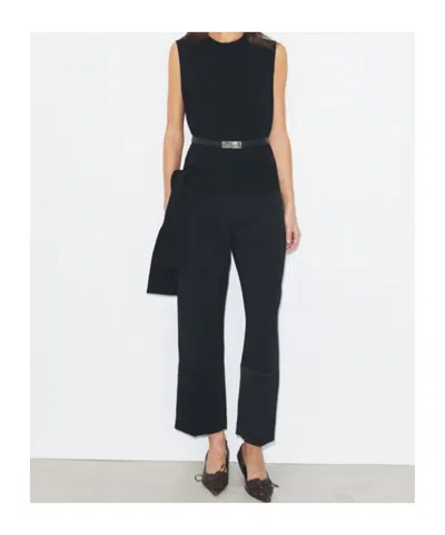 Tory Burch Cropped Crepe Pant In Black