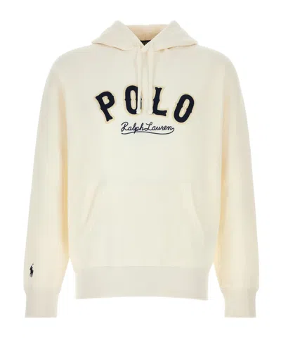 Polo Ralph Lauren Rl Western-logo Fleece Hoodie In White