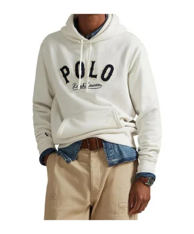 Polo Ralph Lauren Rl Western-logo Fleece Hoodie In White