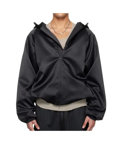 Essentials Black Holiday Hooded Bomber Jacket In Black