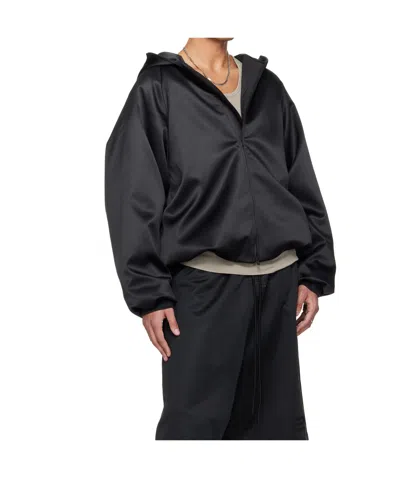 Essentials Black Holiday Hooded Bomber Jacket In Black