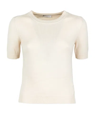 Marella Wool-cashmere T-shirt In Neutral