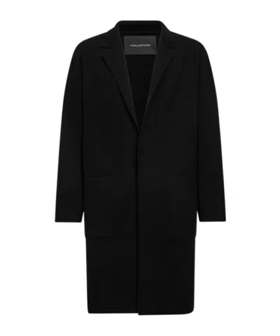 Tagliatore V-neck Wool Coat In Black