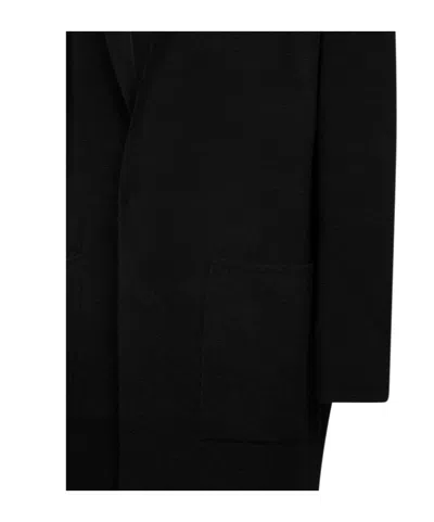 Tagliatore V-neck Wool Coat In Black