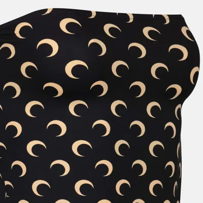 Marine Serre Crescent Moon Printed Strapless Top In Brown