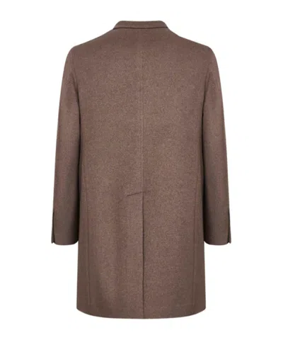 Tagliatore Tobacco Cashmere Single-breasted Coat In Brown