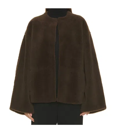 The Row Valorin Shearling Jacket In Brown