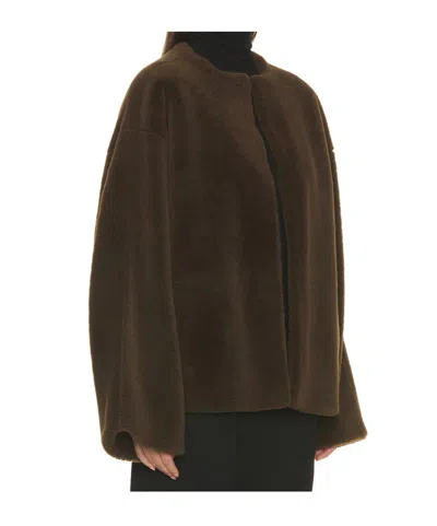 The Row Valorin Shearling Jacket In Brown
