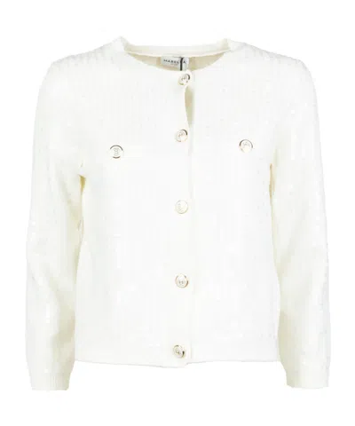 Marella Long-sleeved Knitted Cardigan In White