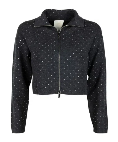 Marella Long-sleeved Knitted Cardigan In Black