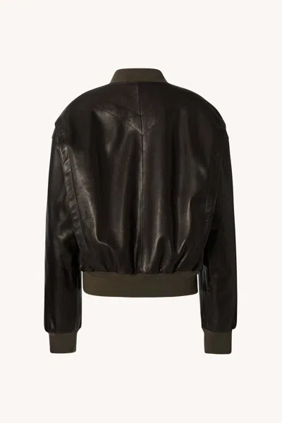 The Row Morisel Leather Bomber Jacket In Brown