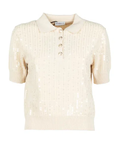 Marella Sequined Polo Shirt In Neutral