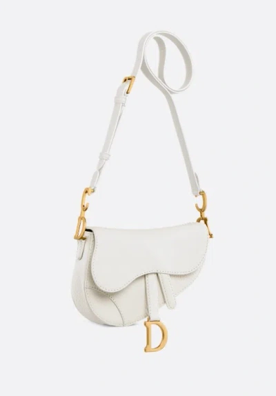 Dior Large Soft Saddle Bag With Strap In White