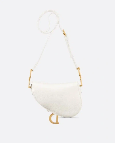 Dior Large Soft Saddle Bag With Strap In White