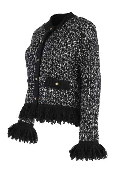 Moncler Long Sleeve Cotton Coat In Black