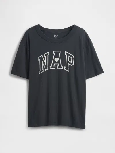 Gap Organic Cotton Oversized Nap Logo Pj T-shirt In Black