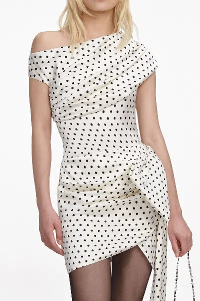 Self-portrait Polka Dot Satin Tie Side Mini Dress In Multi