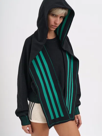 Adidas Originals Knit Sweatshirt With Scarf And Hood In Black