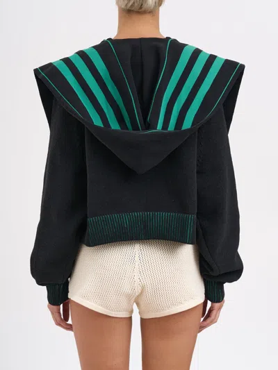 Adidas Originals Knit Sweatshirt With Scarf And Hood In Black