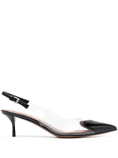 Alaïa Le Coeur Black Patent Leather High Slingback In Animal Print