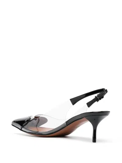 Alaïa Le Coeur Black Patent Leather High Slingback In Animal Print