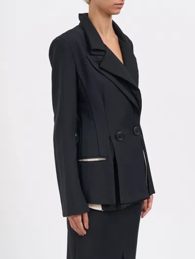Alessandra Marchi Double Collar Jacket In Blue