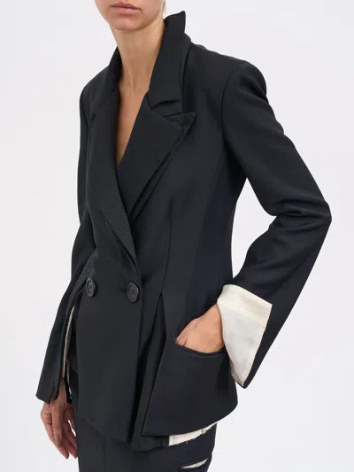 Alessandra Marchi Double Collar Jacket In Blue
