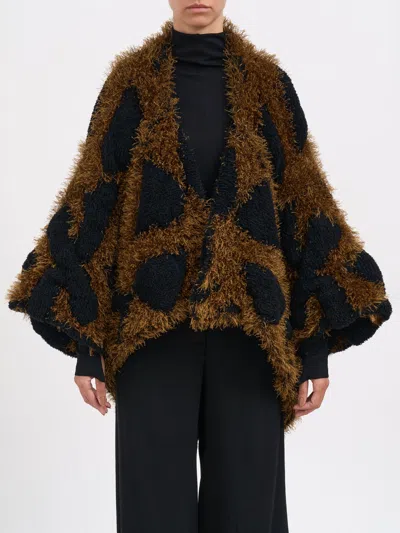 Alessandra Marchi Knitted Fur Coat In Multi