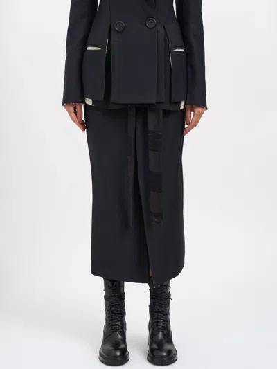 Alessandra Marchi Long Wool Skirt In Blue