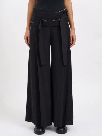Alessandra Marchi Wide Wool Trousers In Black