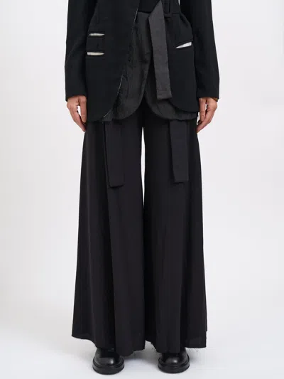 Alessandra Marchi Wide Wool Trousers In Black