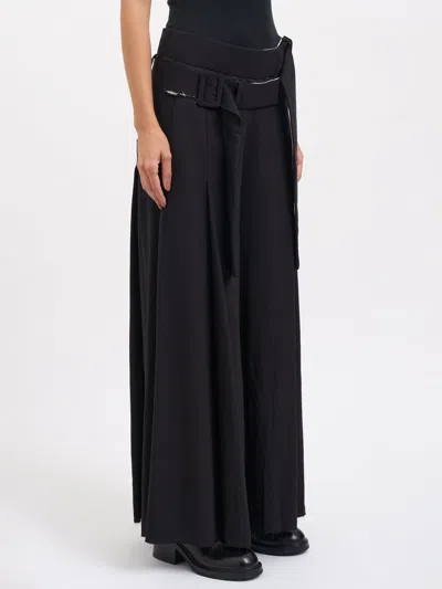 Alessandra Marchi Wide Wool Trousers In Black