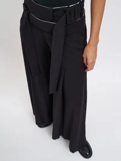 Alessandra Marchi Wide Wool Trousers In Black